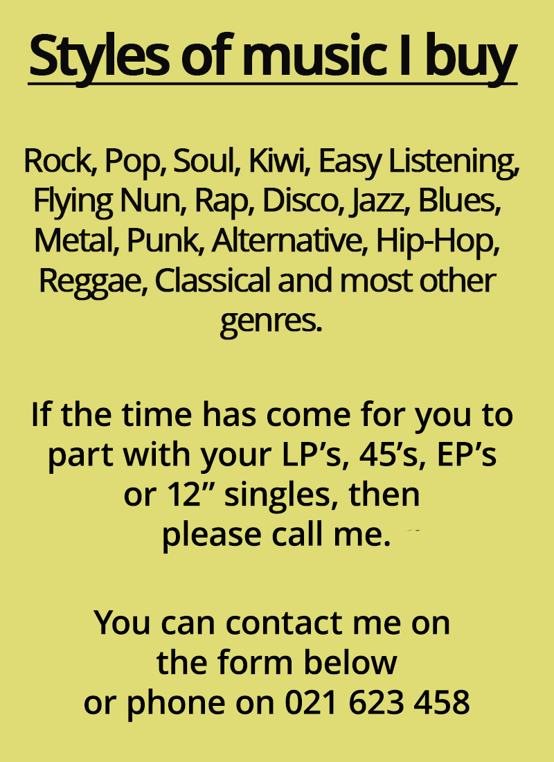 Vinyl Records Wanted North Shore and the Auckland Region. Cash Paid for your old vinyl records. Phone Mark on 021 623 458. LPs, EPs, 45s or 12 inch singles, Real Groovy